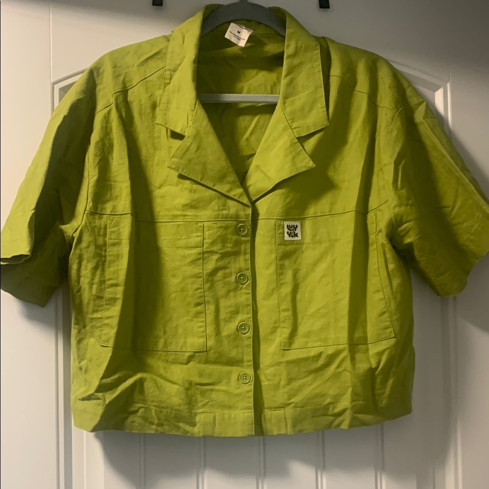 Lime Green Croppe Button-Up Shirt